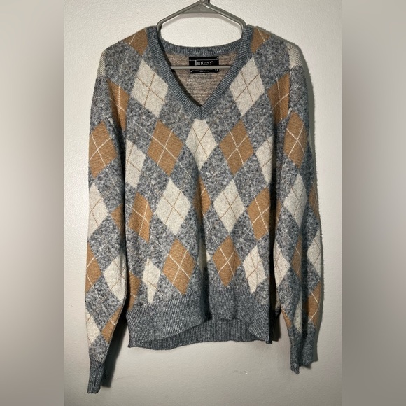 Janzten Womens Size Large Argyle Pullover V Neck Sweater - Picture 1 of 4